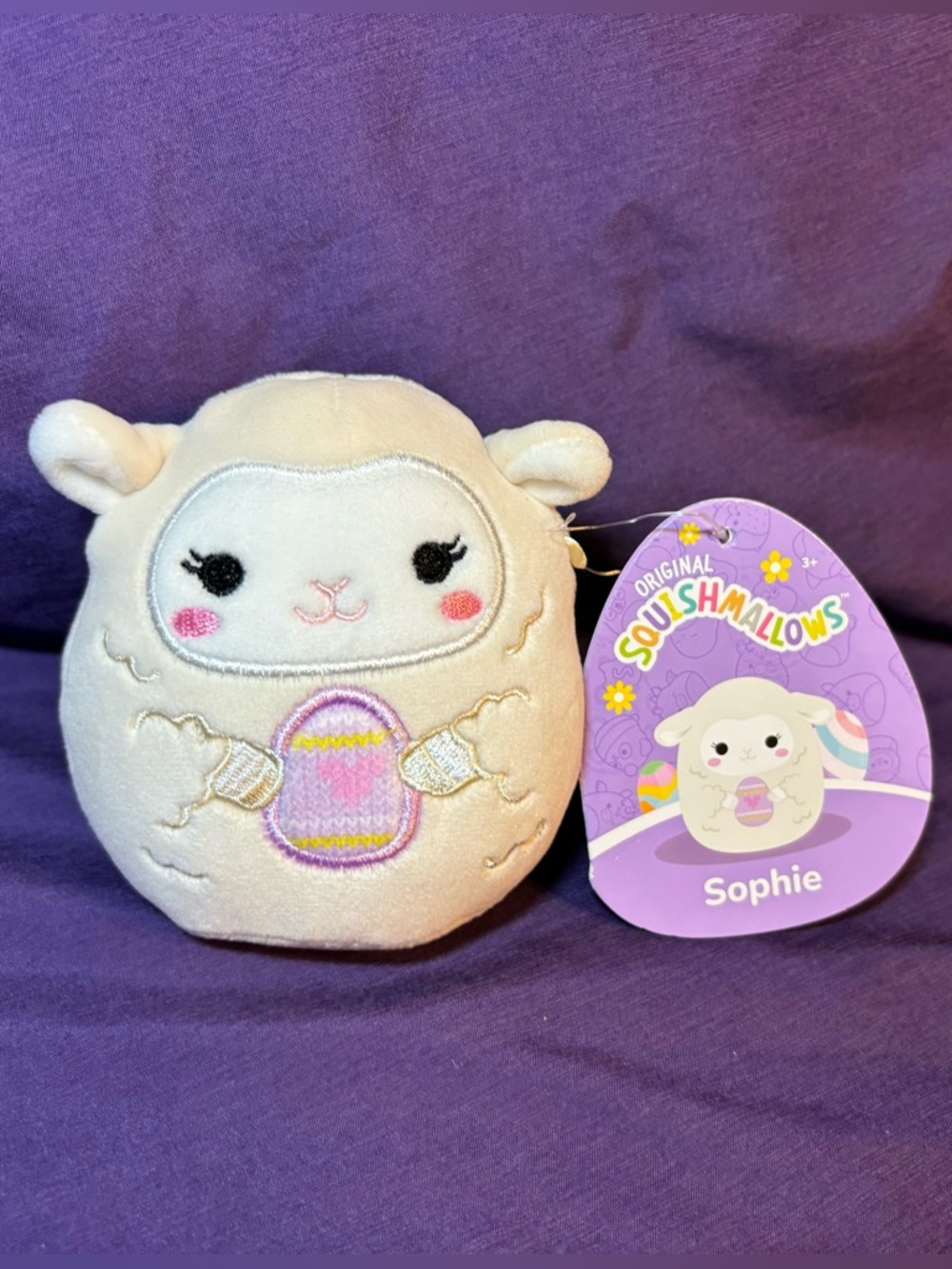NWT Squishmallow Sophie the Cream Lamb w/ Easter Egg Sheep Stuffed Animal Plush